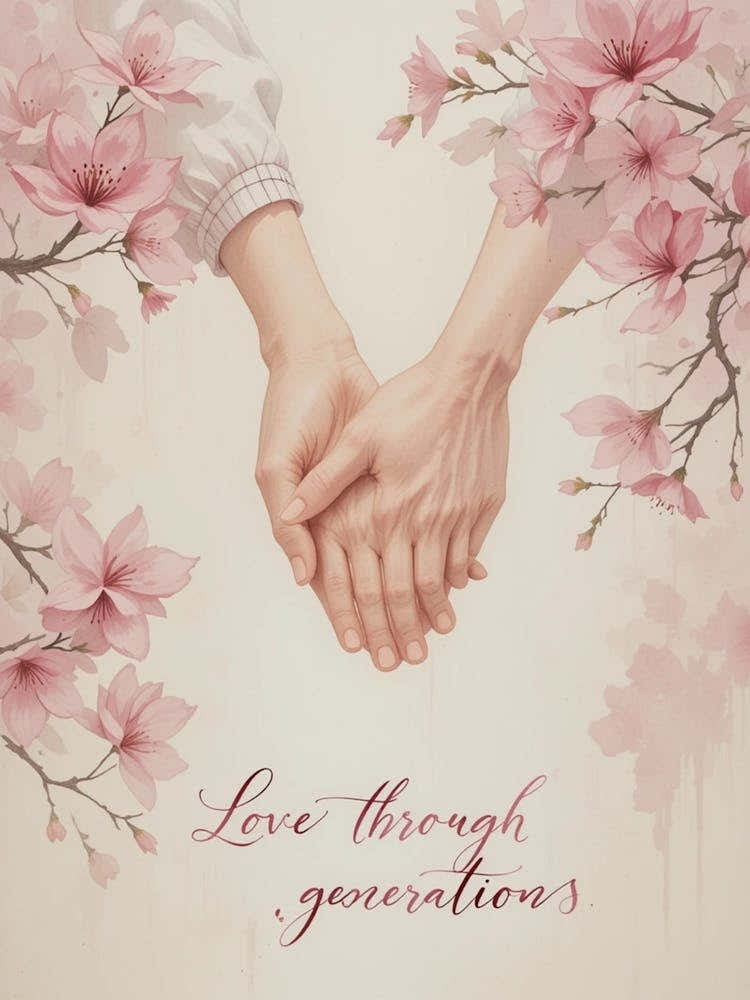 Mother and daughter holding hands, Happy Mother's day 2025