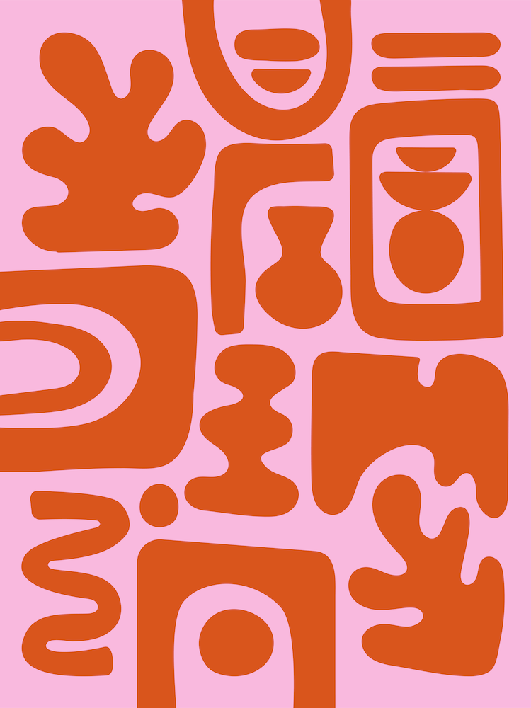 Abstract Orange and Pink Matisse Inspired Cutouts