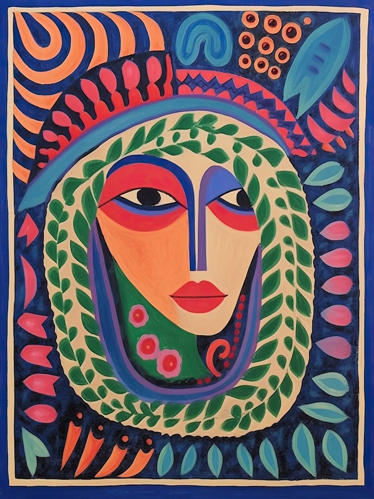 Folk Face Illustration 7