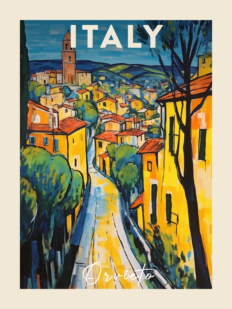 Orvieto Italy 4 Fauvist Painting Travel Poster