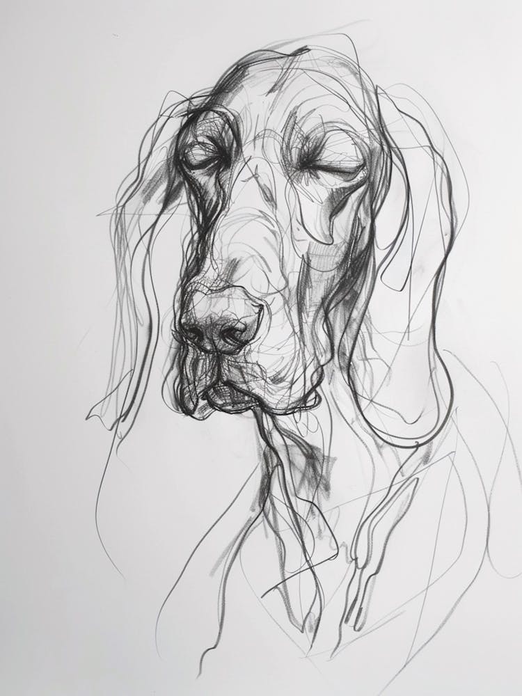 Bloodhound Dog Charcoal Line 3