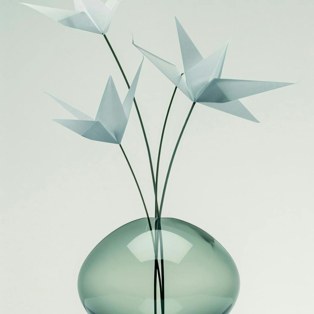 Origami Flowers In Vase