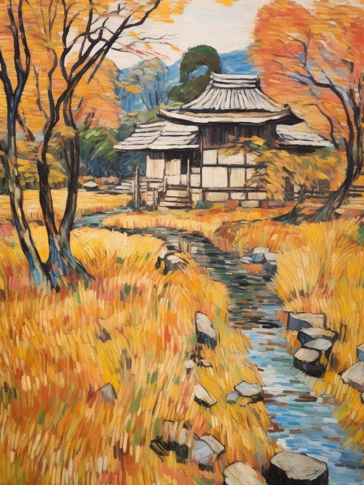 Autumn Gardens Painting Ryoan Ji Garden Japan 6