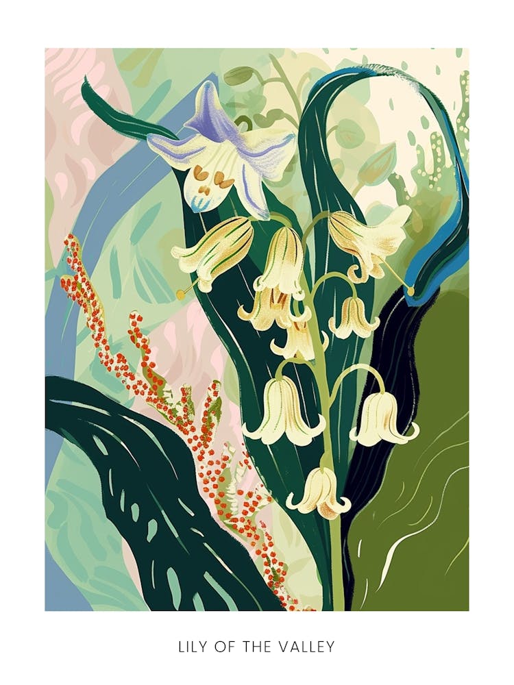 Colourful Flower Illustration Poster Lily Of The Valley 3