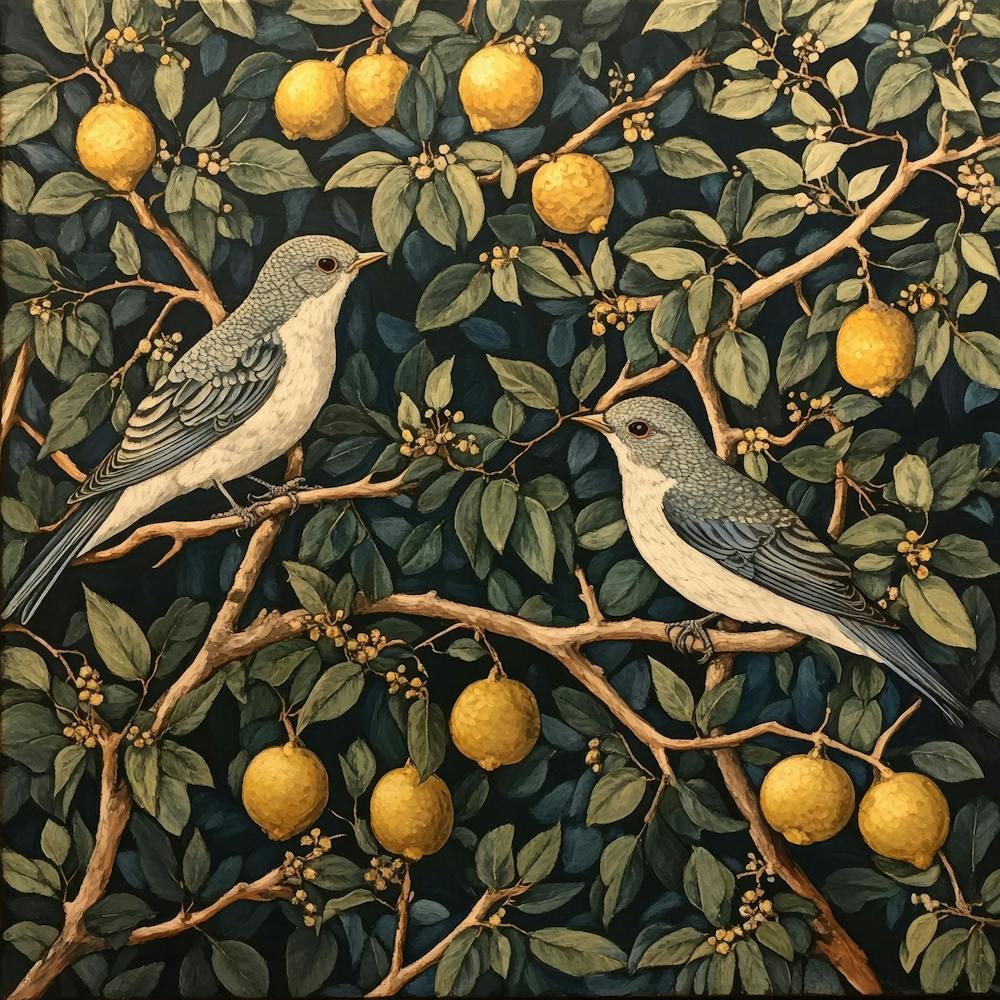 Birds In A Lemon Tree Art