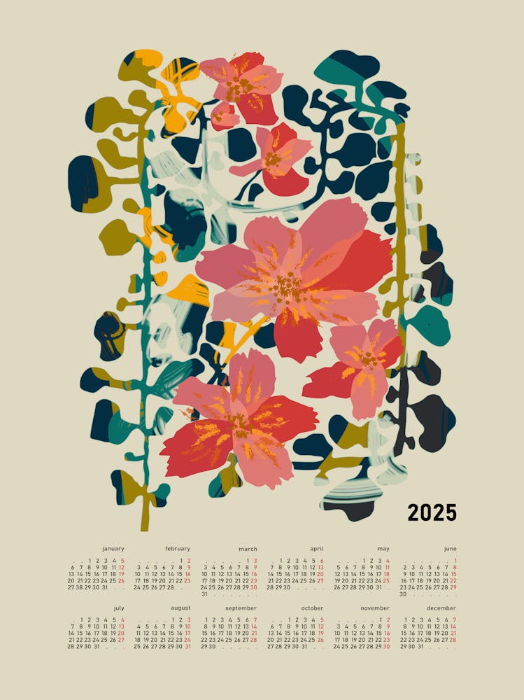 Calendar 2025 colorful orchid