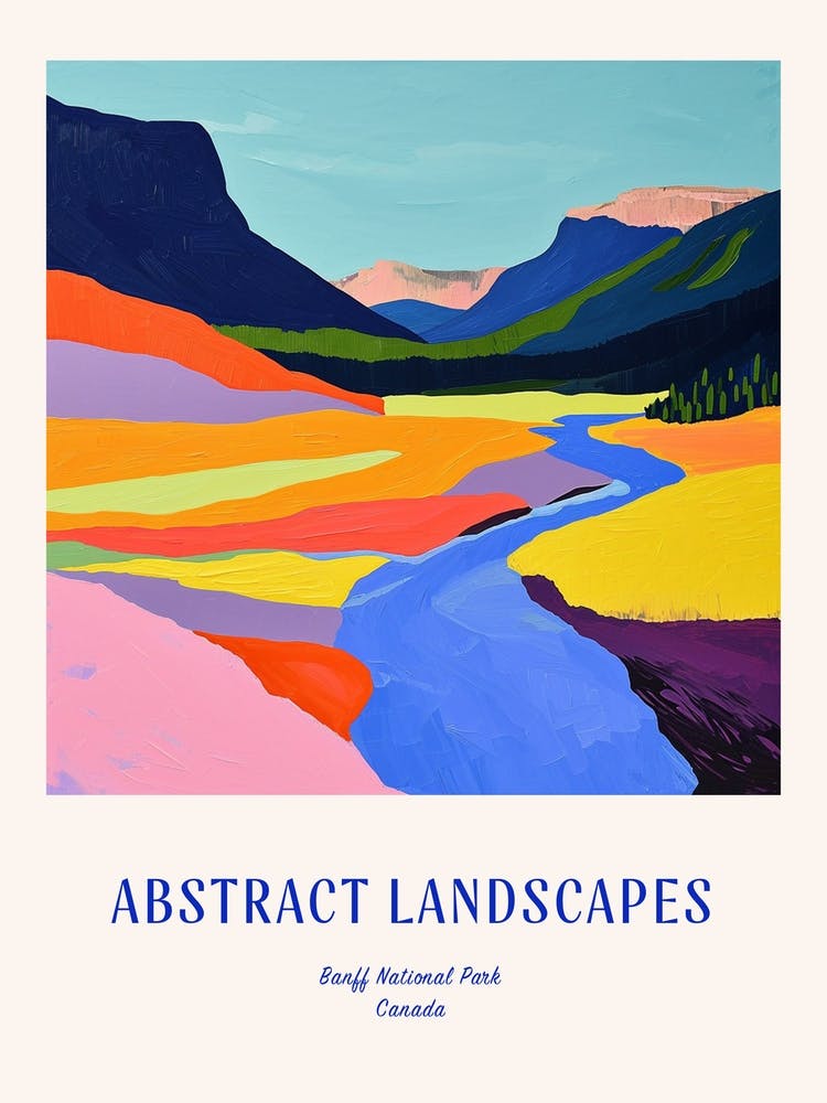 Colourful Abstract Banff National Park Canada 6 Poster Blue