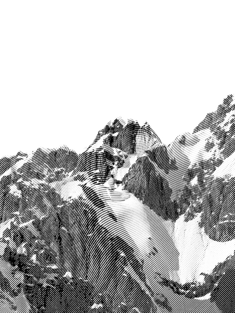 Mountain Tops with Snow Black and White Minimalist