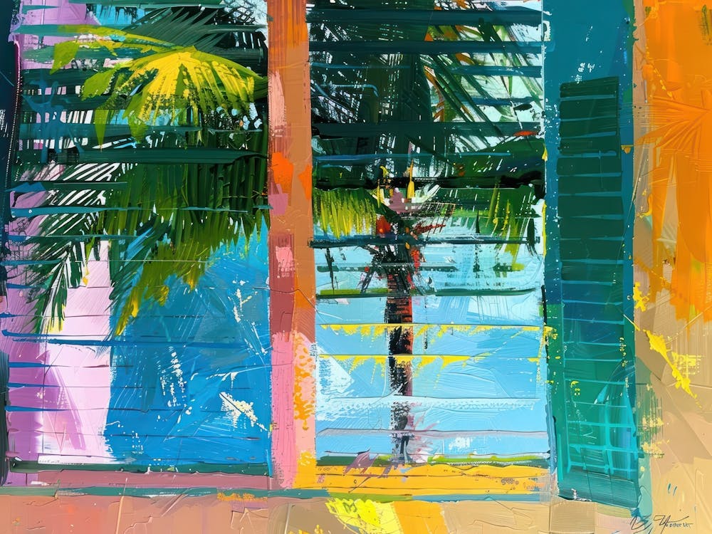Miami Beach From The Window View Painting 3