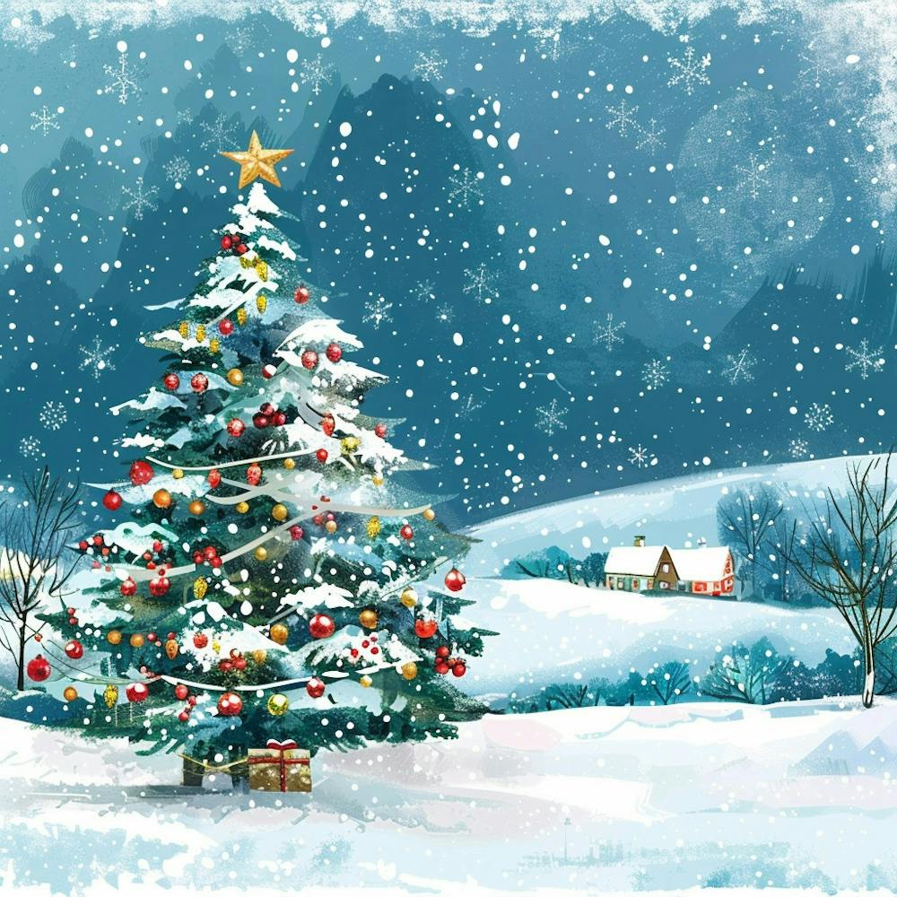 Christmas Banner Texture With A Snowy Landscape