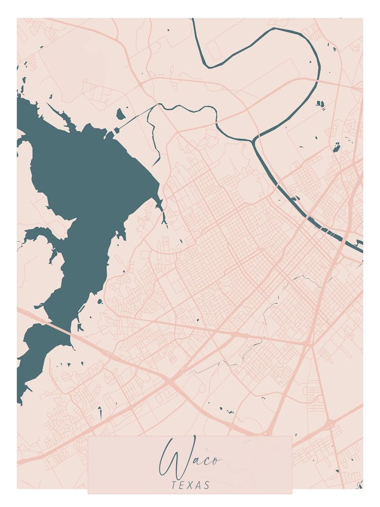Waco Texas Pink and Blue Cute Script Street Map
