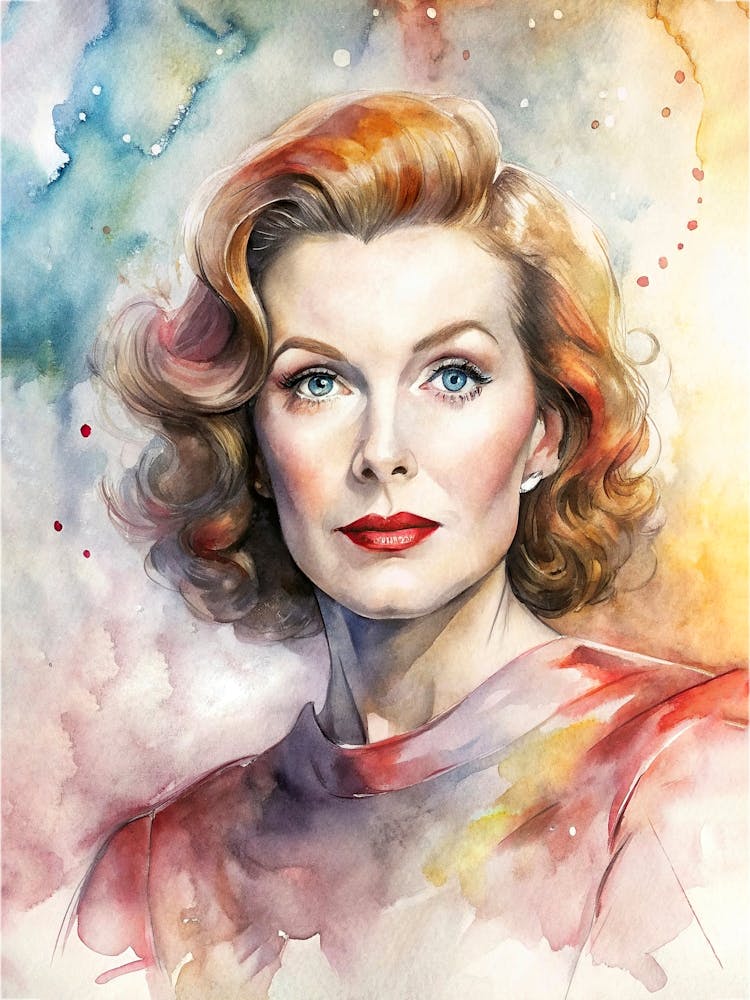 Katharine Hepburn In Watercolor