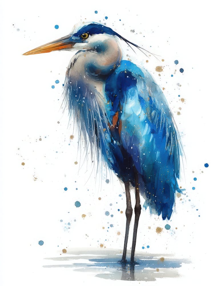 Aihrgdesign Isolated Watercolor Painting Of Birds Heron In A
