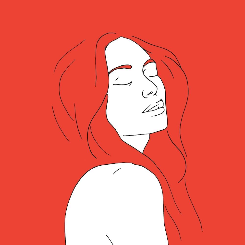 Woman In Reverie Red Square