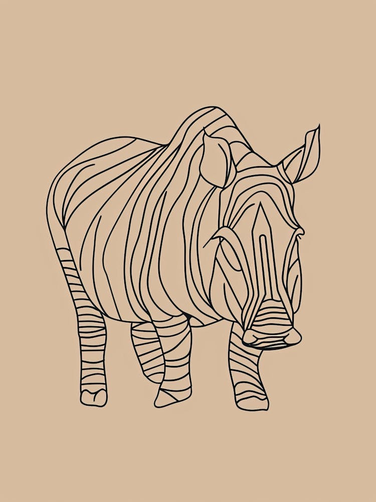 Zebra - Boho, Line Art