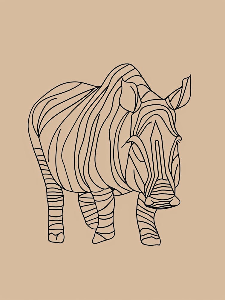 Zebra - Boho, Line Art