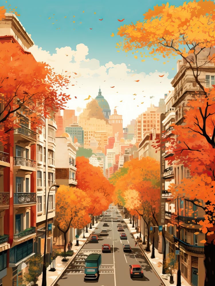 Buenos Aires In Autumn Fall Travel Art 3