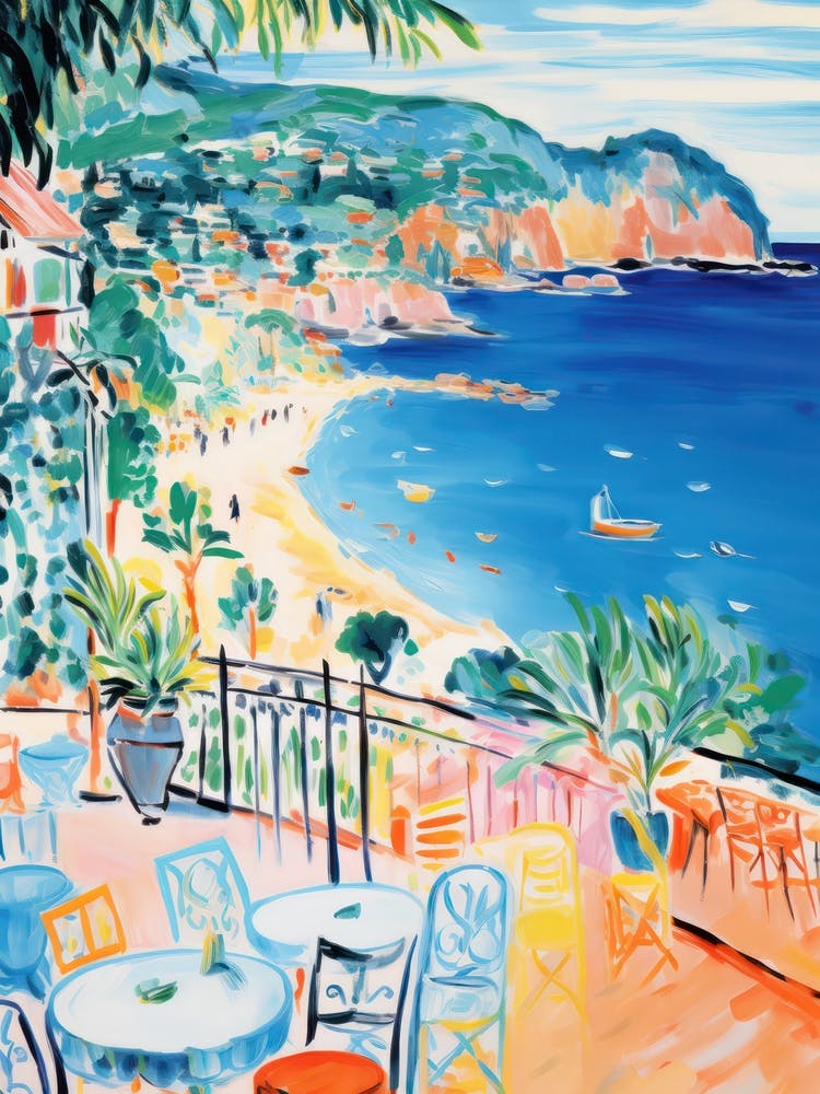 Cala Goloritz, Sardinia   Italy Beach Club Lido Watercolour 2