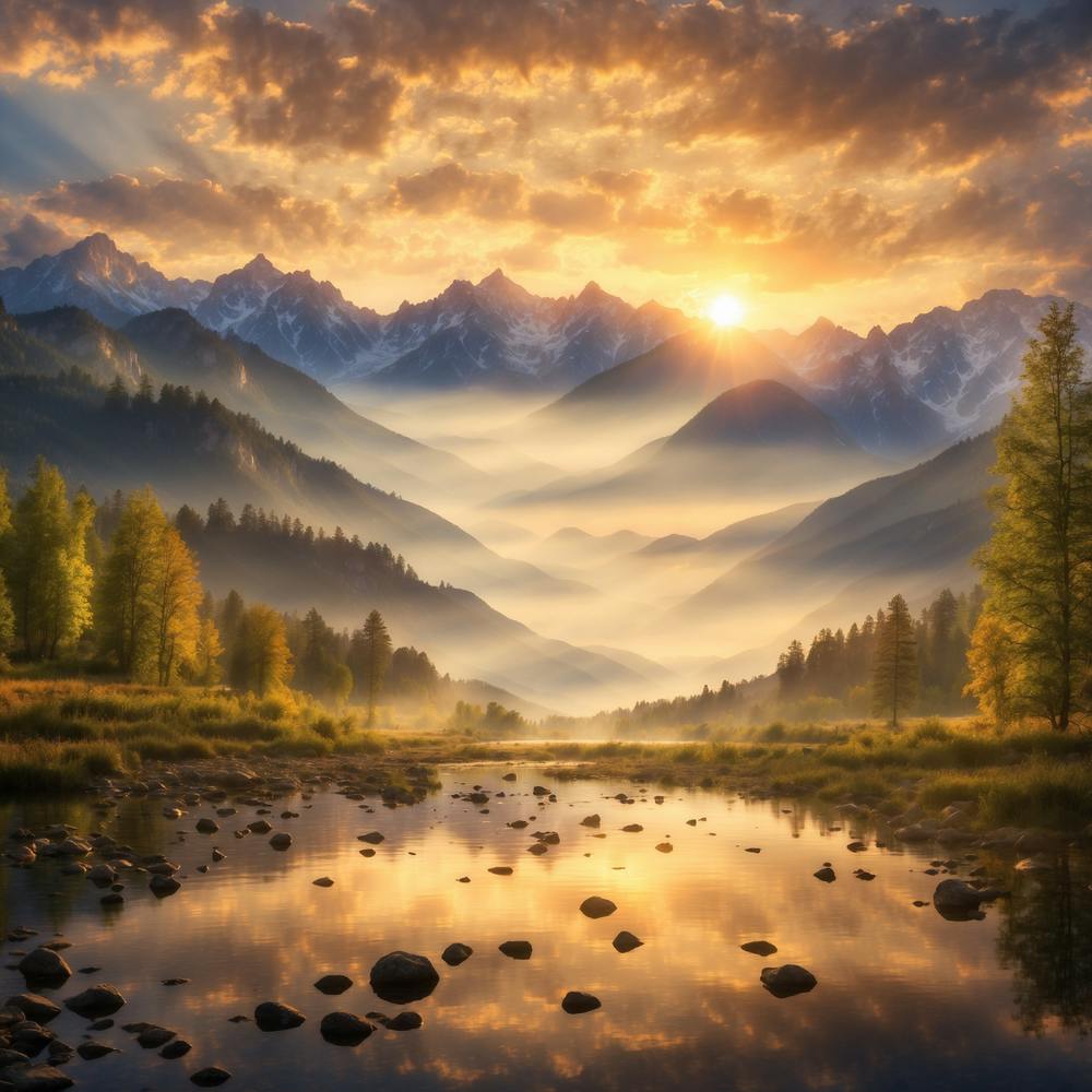 Sonnenaufgang in den Bergen