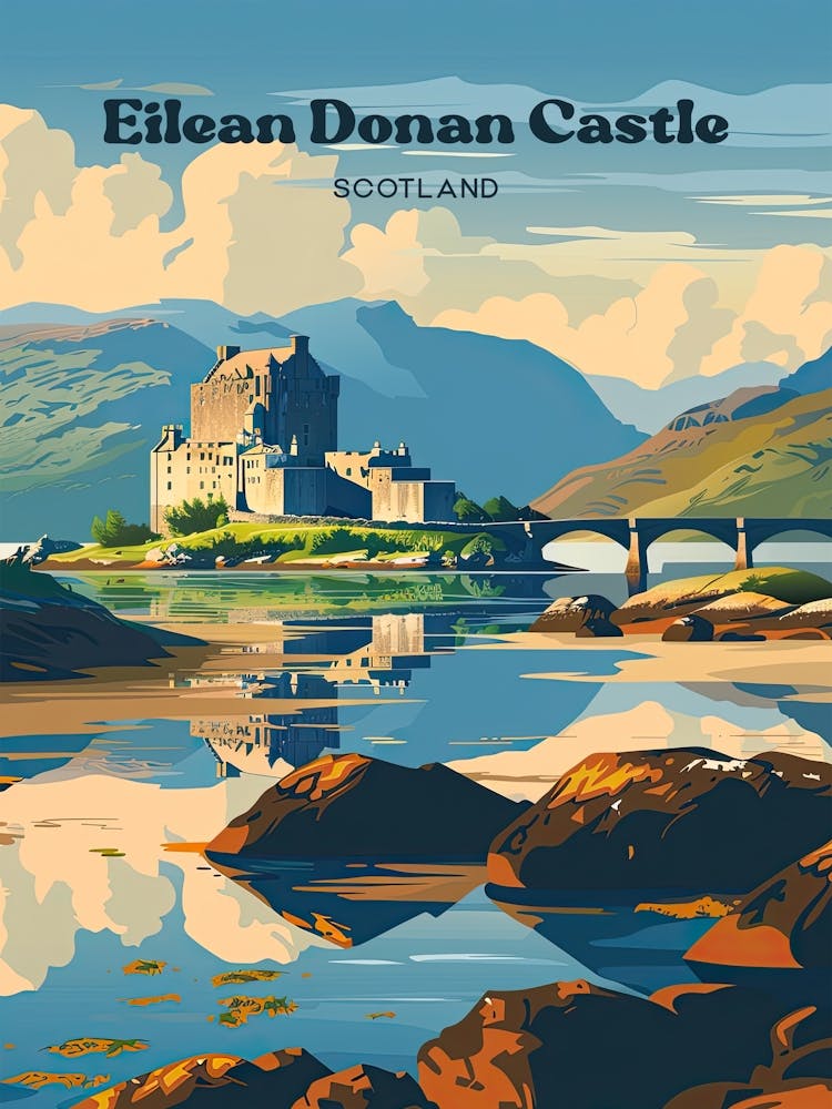 Eilean Donan Castle Historical Art Illustration