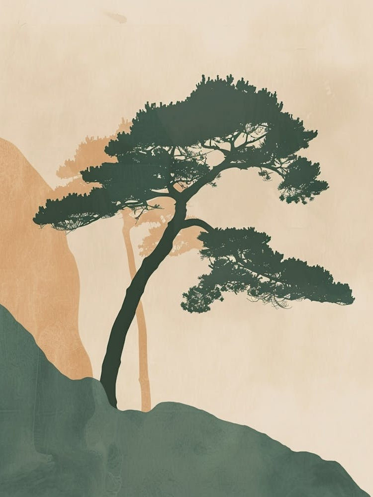 Cypress Tree Minimal Japandi Illustration 1