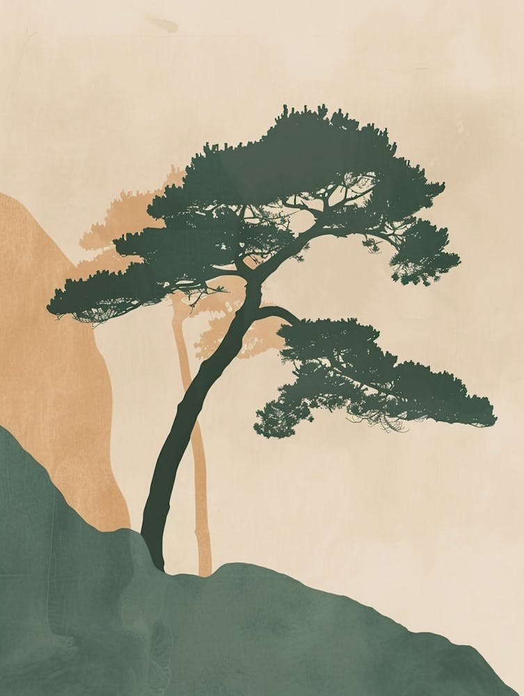 Cypress Tree Minimal Japandi Illustration 1