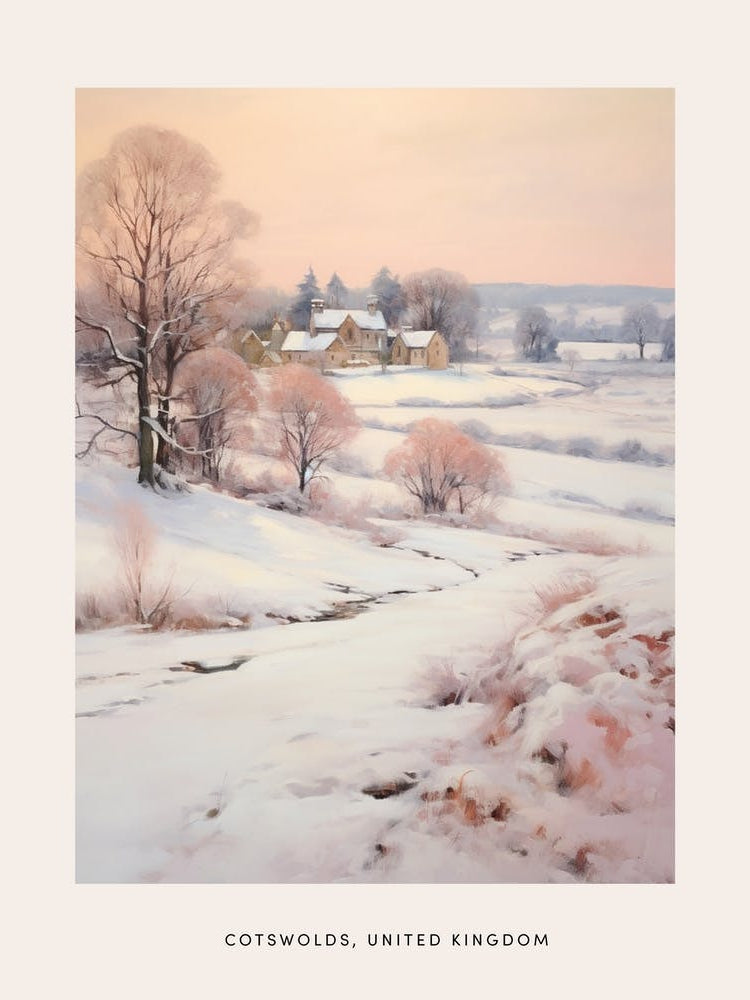 Dreamy Winter Painting Poster Cotswolds United Kingdom 2