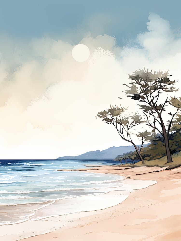 Watercolour Of Polihale State Park   Kauai Hawaii Usa 2