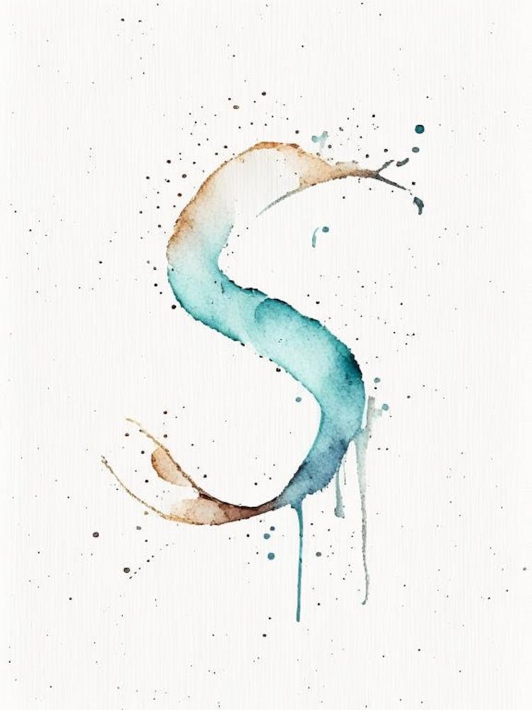 S, Letter, Alphabet Minimalist Watercolour 2