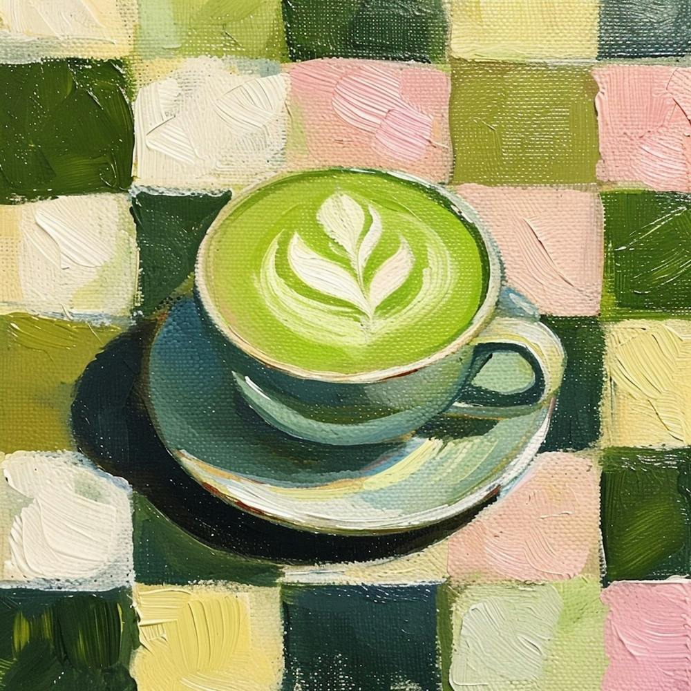 Matcha Latte Checkerboard Background 2