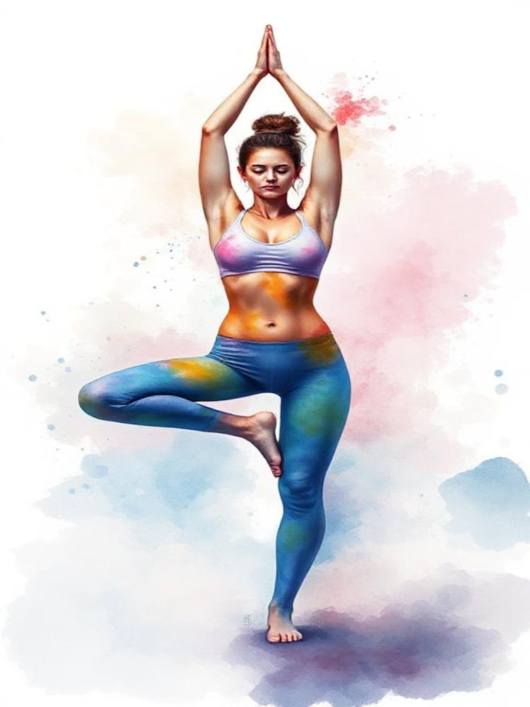 blue faceless yoga art 1