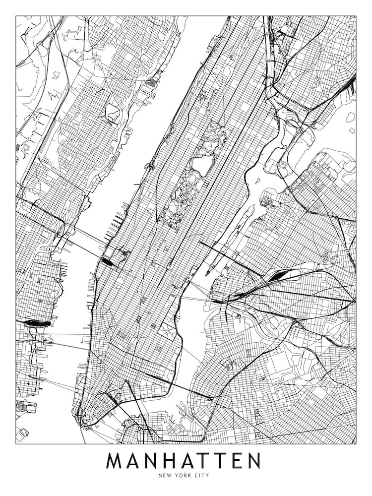 Manhatten White Map