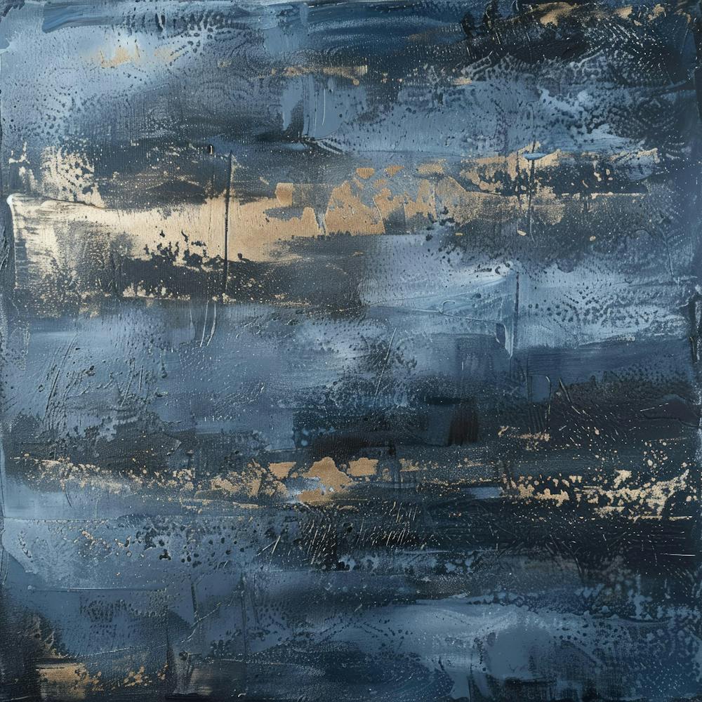 Blue And Gold Abstract Painting 15