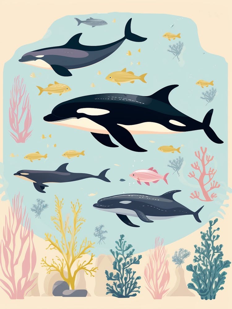 Group Of Whales Cute Pastel 3