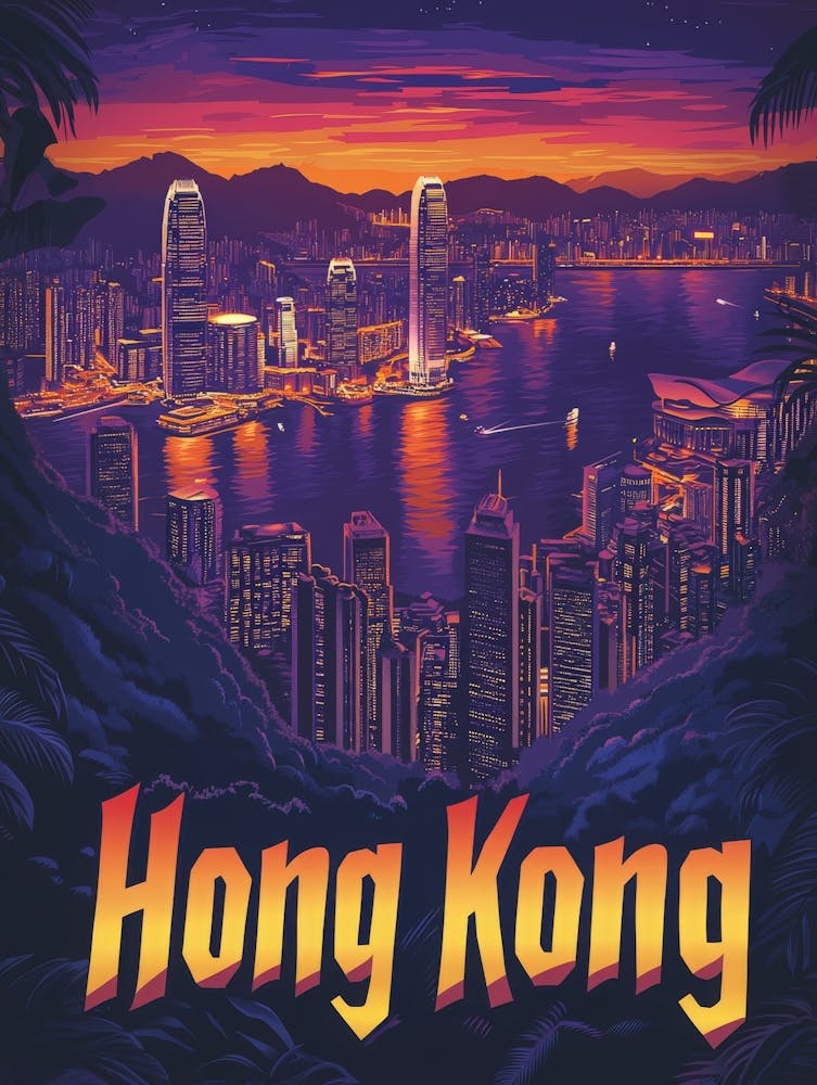 Aihrgdesign A Retro Travel Poster For Hong Kong
