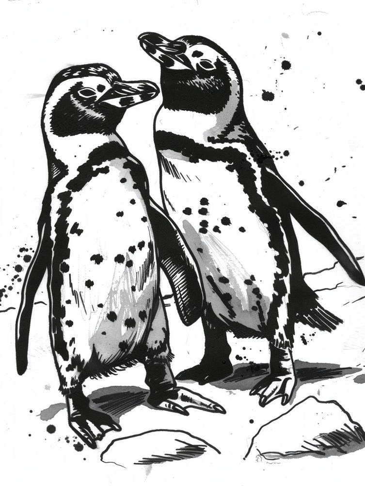 African Penguin Squabbling Over Territory 4