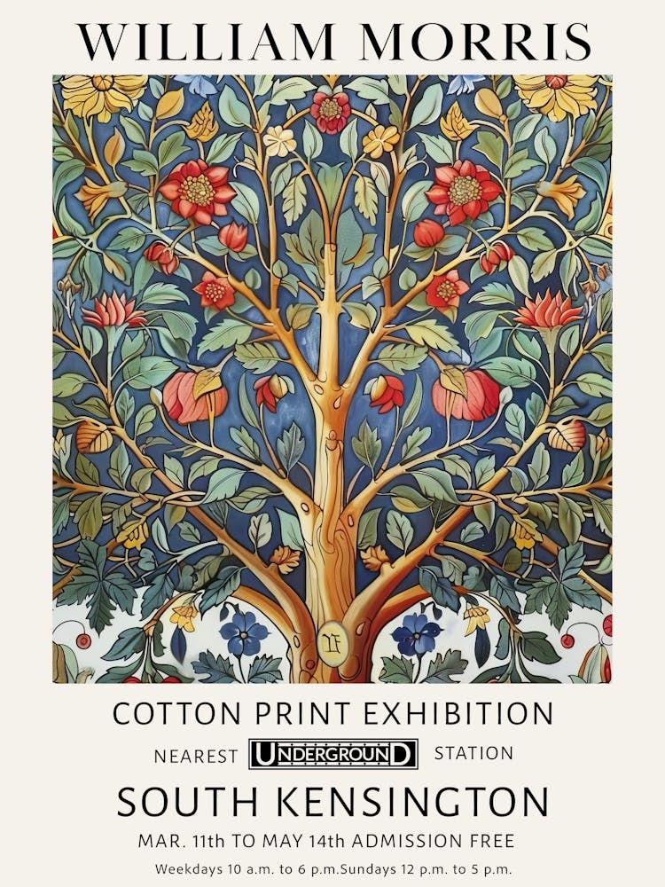 William Morris Tree Of Life Red Blue Green