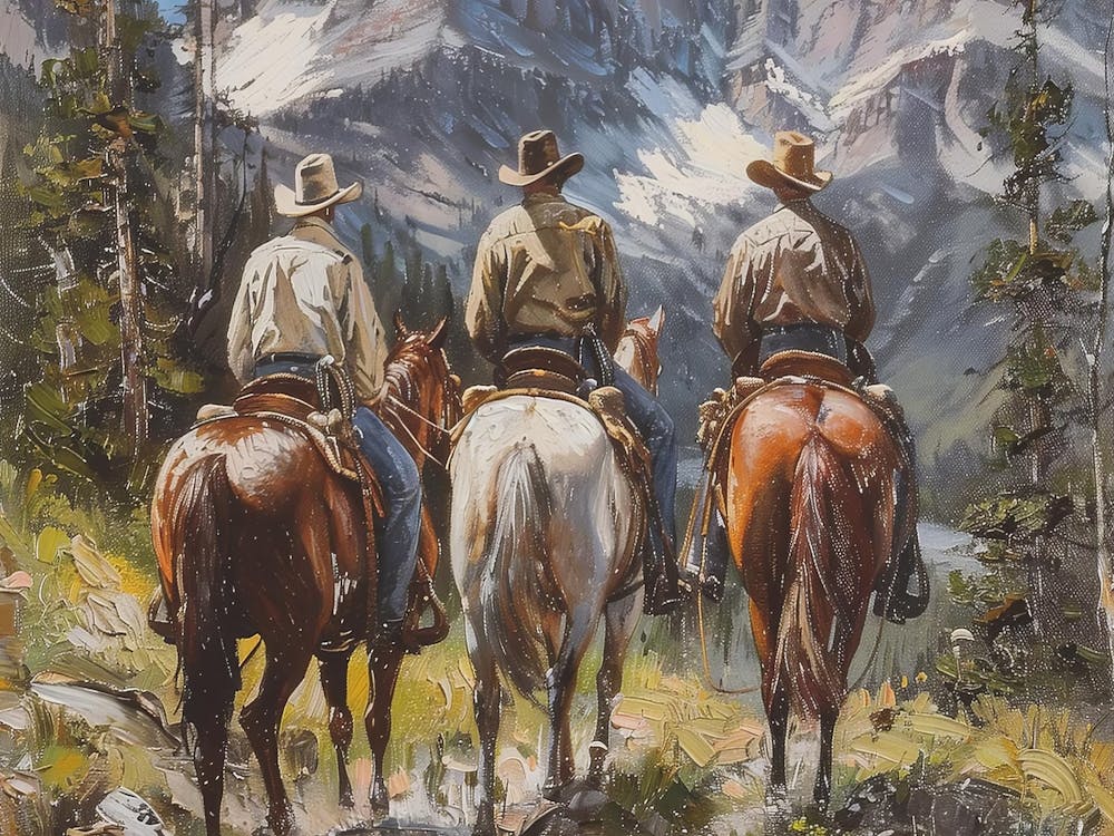 Cowboys Zu Pferde Gemälde, Western Wandkunst, Cowboy Wohndekoration, Wildwest Geschenk, Pferdeliebhaber, Western Dekoration, Leinwanddruck, Western Kunst