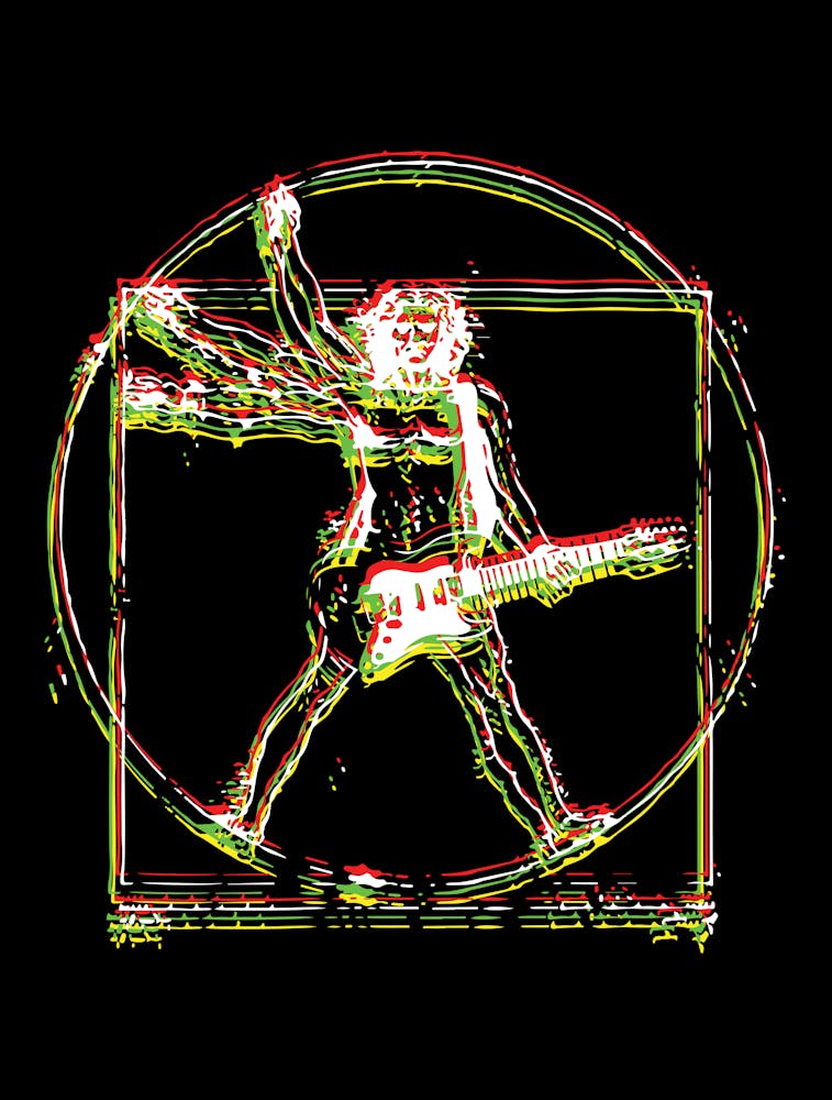 Vitruvian Rocker Guitar Art Design