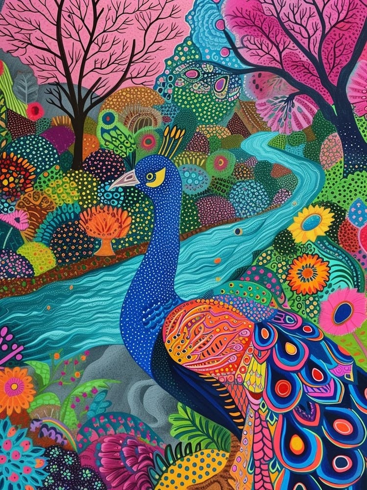 Colourful Pattern Peacock By The River 3