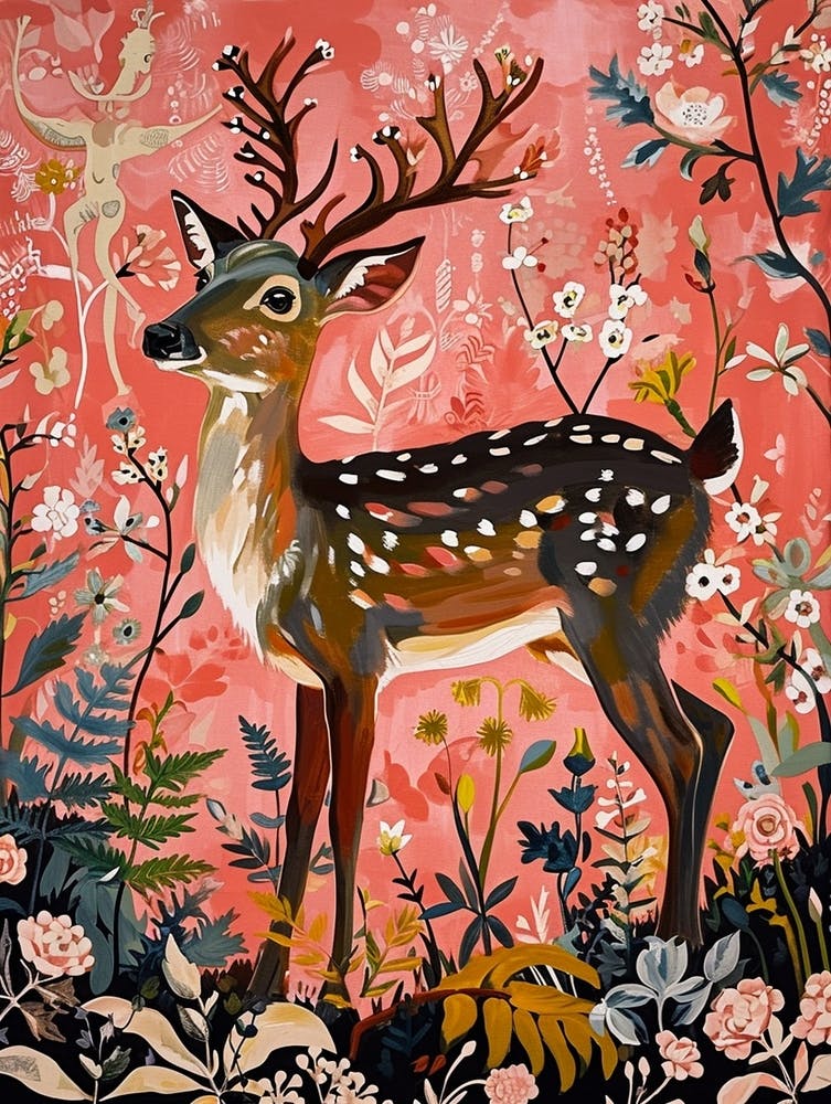 Floral Animal Painting Reindeer 2