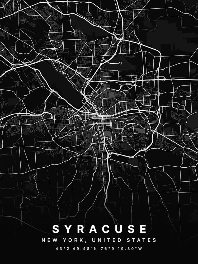 Syracuse New York USA Black Map