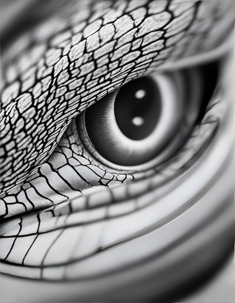 Close Up Of Black and White Lizard's Eye