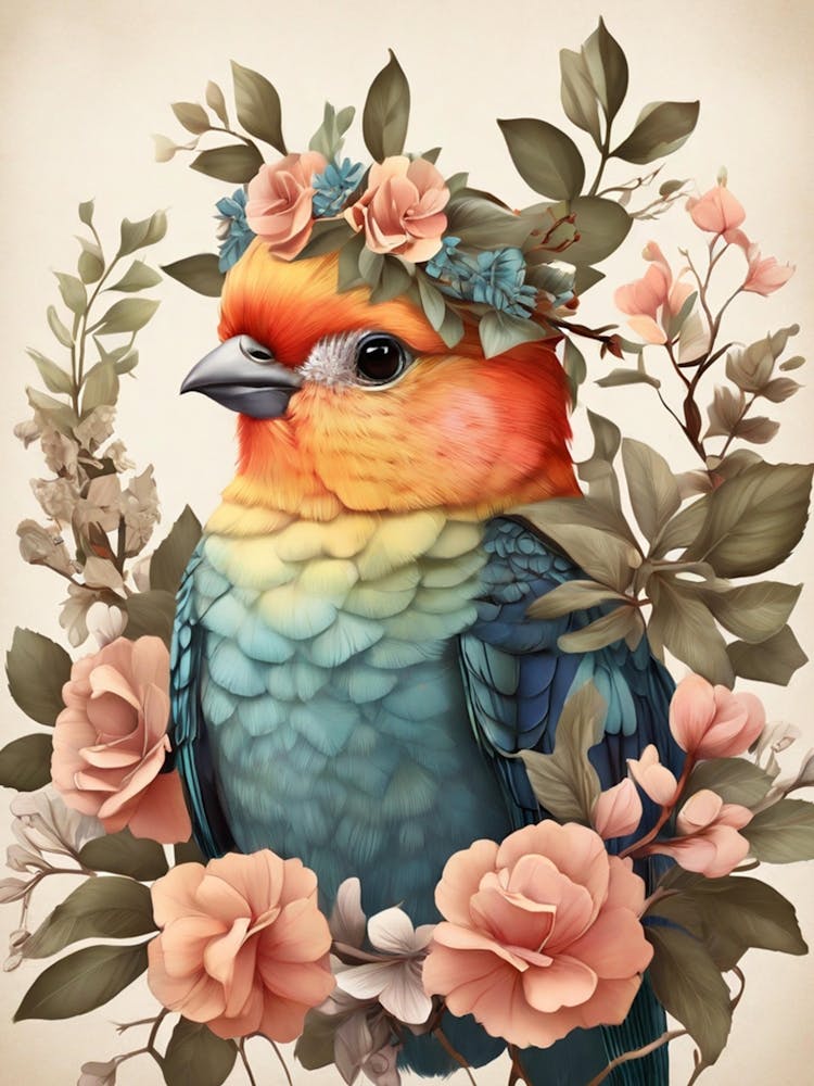 Bird With Flowers