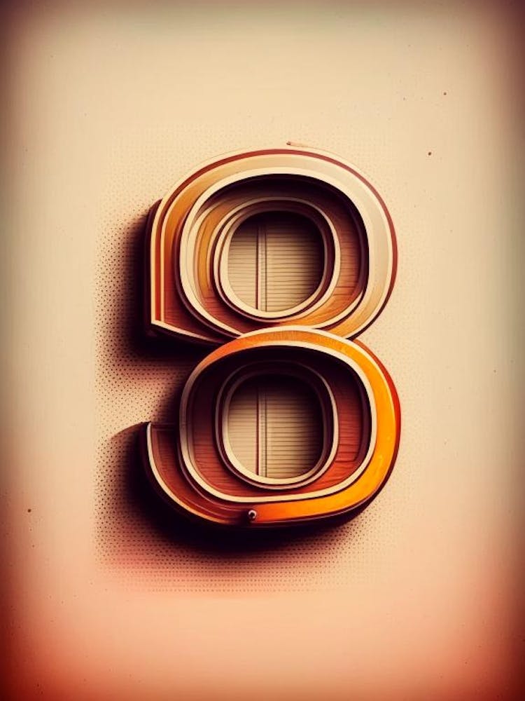8, Number, Education Retro Drawing 2