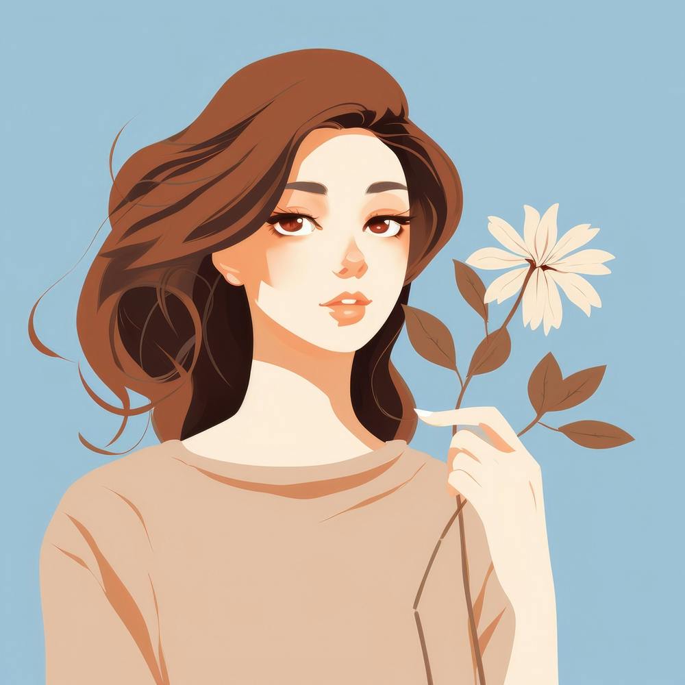 Girl Holding A Flower