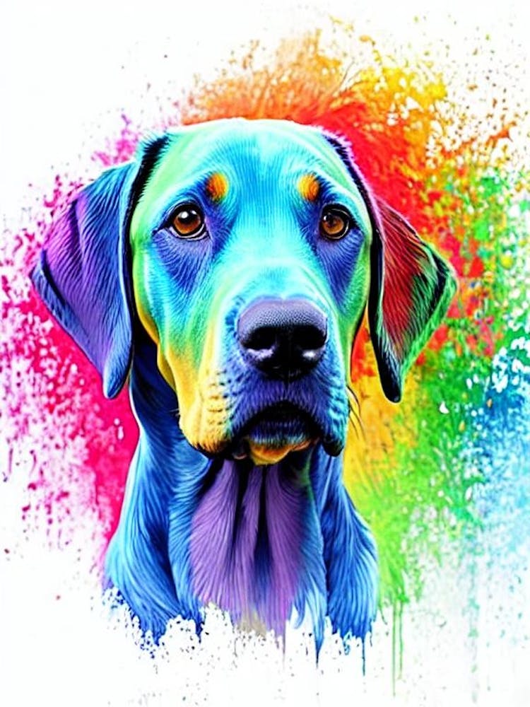 Weimaraner Rainbow Oil Painting Dog