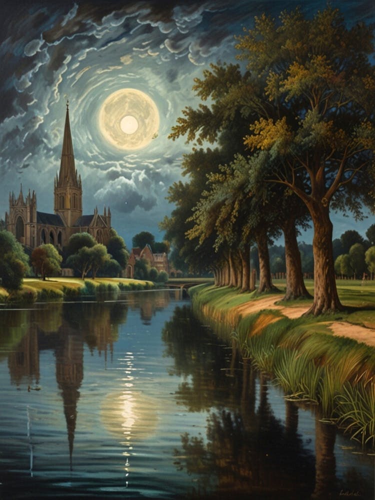 Moonlight Over The River William Morris