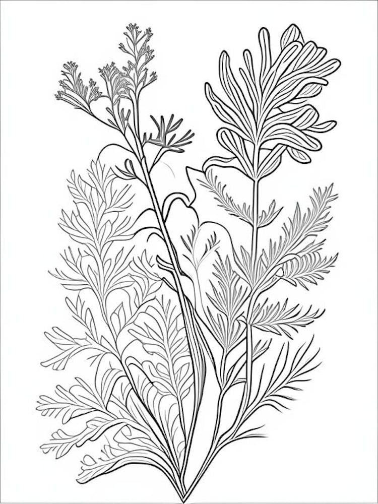 Astragalus Herb William Morris Inspired Line Drawing 3