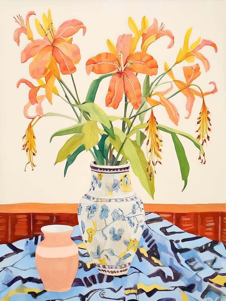 Orange Lilies In A Vase
